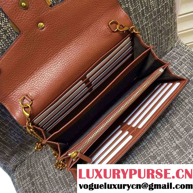 Gucci GG Marmont Leather Mini Chain Bag 401232 Brown 2016