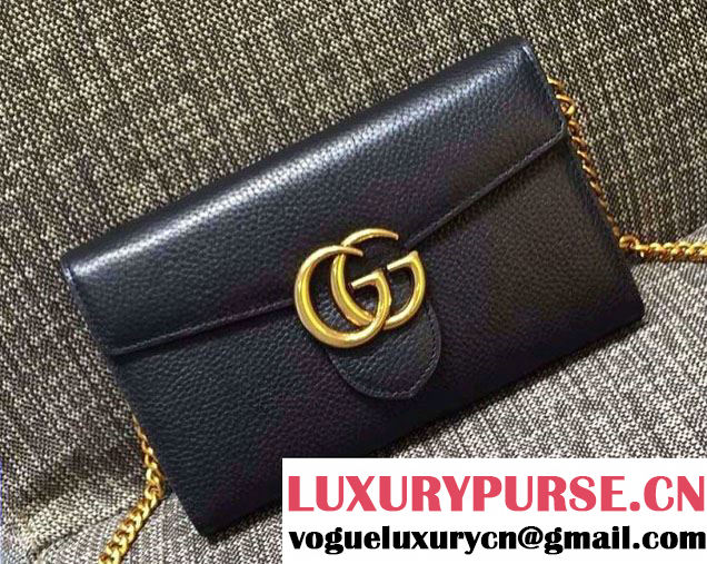 Gucci GG Marmont Leather Mini Chain Bag 401232 Black 2016