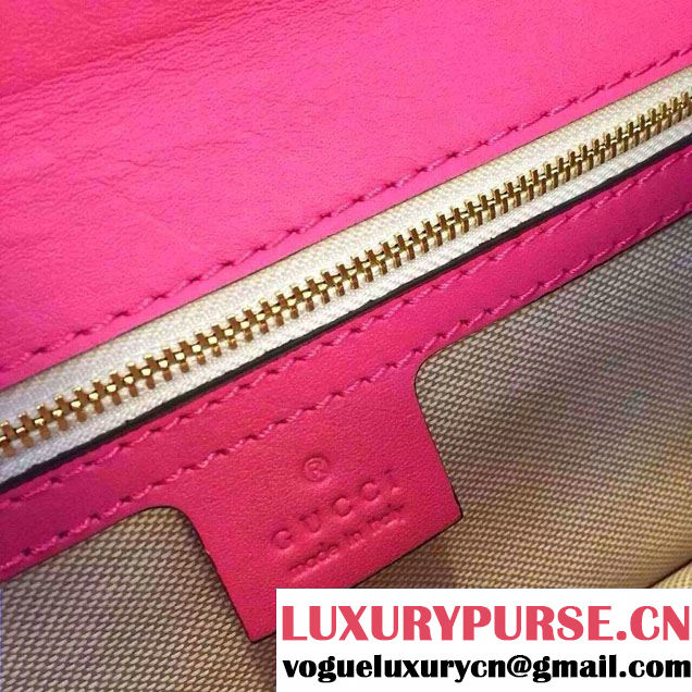 Gucci Logo Printed Leather Chain Shoulder Bag 409381 Fuchsia 2016