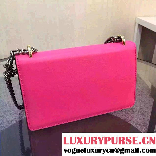 Gucci Logo Printed Leather Chain Shoulder Bag 409381 Fuchsia 2016