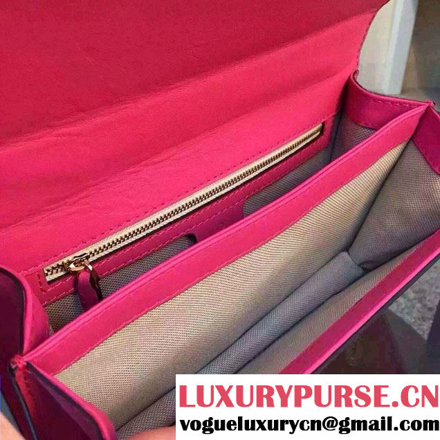 Gucci Logo Printed Leather Chain Shoulder Bag 409381 Fuchsia 2016