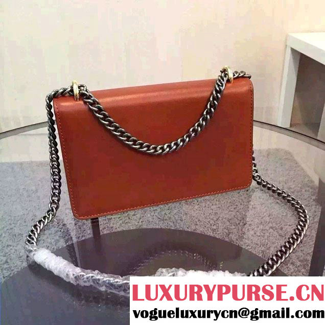 Gucci Logo Printed Leather Chain Shoulder Bag 409381 Brown 2016