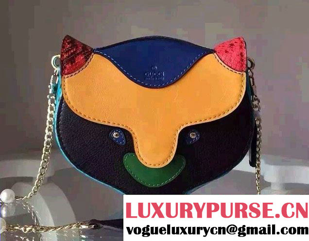 Gucci Cat Mask Plexiglass Clutch Bag 408532 Yellow 2016