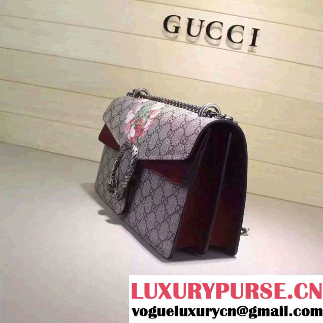 Gucci Dionysus Blooms Print GG Supreme Shoulder Bag 400249 Burgundy 2015