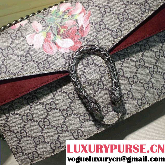 Gucci Dionysus Blooms Print GG Supreme Shoulder Bag 400249 Burgundy 2015