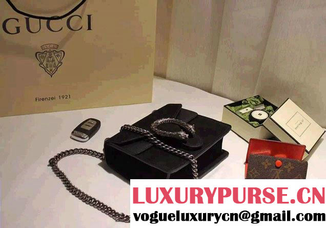 Gucci Mini Dionysus Suede Shoulder Bag 421970 Black 2016