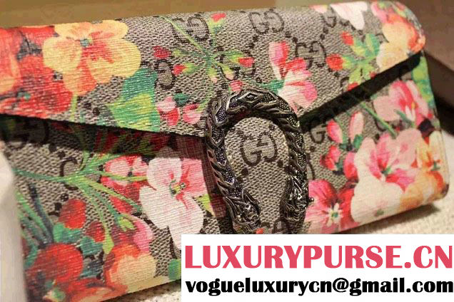 Gucci Dionysus GG Red Blooms Supreme Chain Shoulder Wallet 404141 2016
