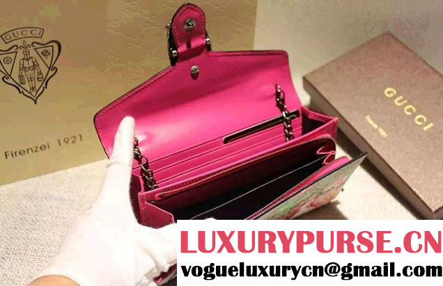 Gucci Dionysus GG Red Blooms Supreme Chain Shoulder Wallet 404141 2016