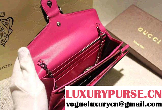 Gucci Dionysus GG Green/Fushia Blooms Supreme Chain Shoulder Wallet 404141 2016