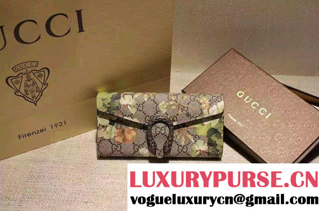 Gucci Dionysus GG Green/Fushia Blooms Supreme Chain Shoulder Wallet 404141 2016