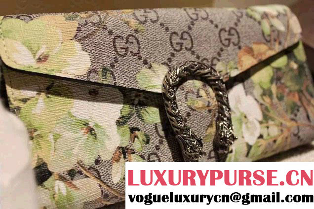 Gucci Dionysus GG Green/Black Blooms Supreme Chain Shoulder Wallet 404141 2016