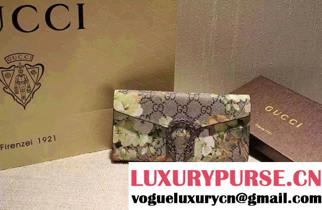 Gucci Dionysus GG Green/Black Blooms Supreme Chain Shoulder Wallet 404141 2016