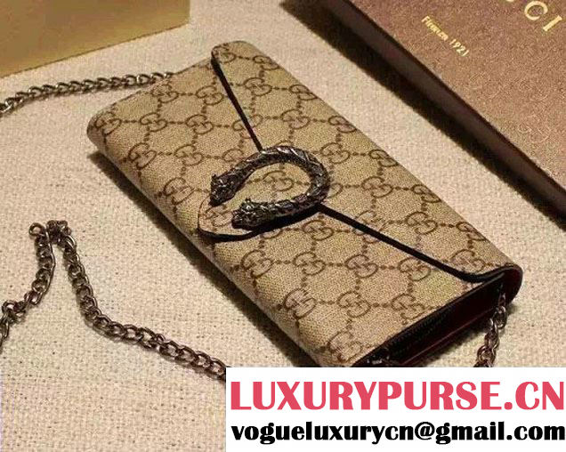 Gucci Dionysus GG Supreme Chain Shoulder Wallet 404141 Red 2016