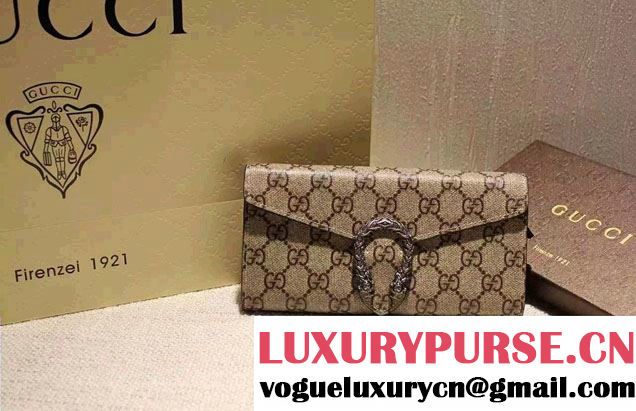 Gucci Dionysus GG Supreme Chain Shoulder Wallet 404141 Black 2016
