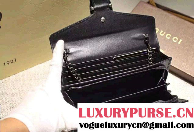 Gucci Dionysus GG Supreme Chain Shoulder Wallet 404141 Black 2016