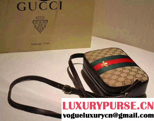 Gucci Golden Bee Embroidery Original GG Canvas Shoulder Bag 412008 2016