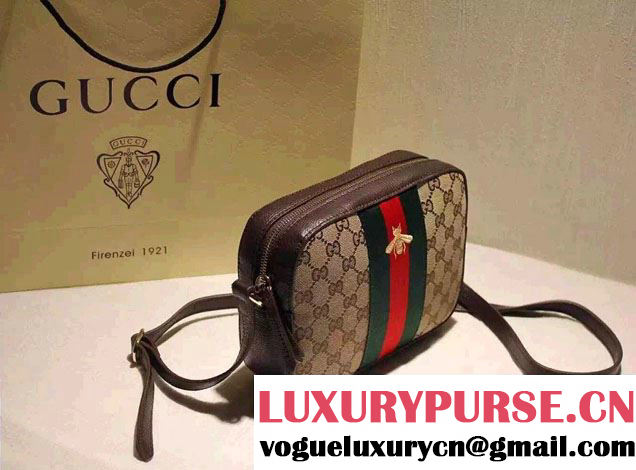 Gucci Golden Bee Embroidery Original GG Canvas Shoulder Bag 412008 2016