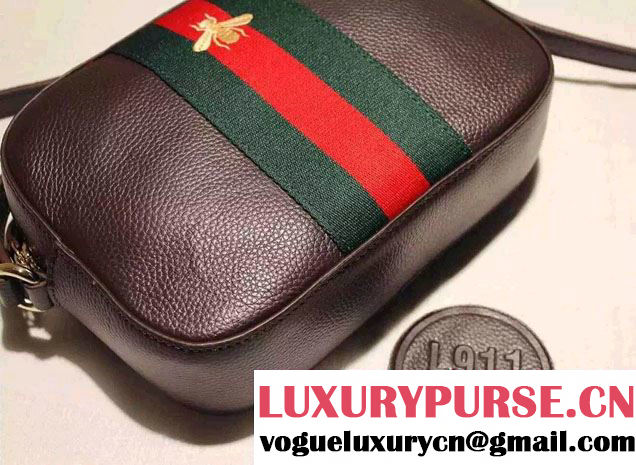 Gucci Golden Bee Embroidery Leather Shoulder Bag 412008 Black 2016