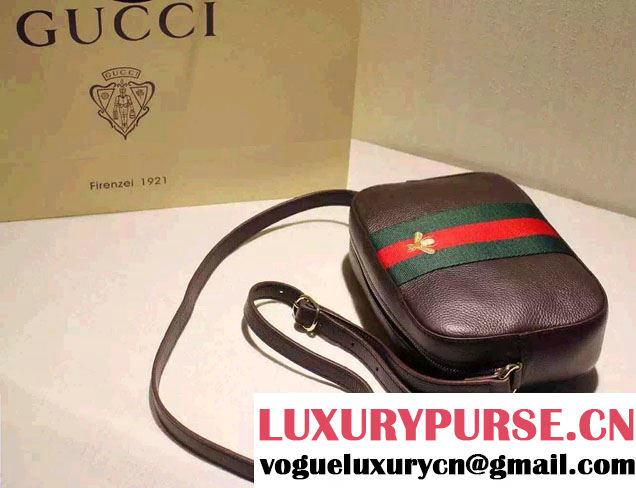 Gucci Golden Bee Embroidery Leather Shoulder Bag 412008 Black 2016