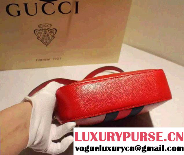 Gucci Golden Bee Embroidery Leather Shoulder Bag 412008 Red 2016