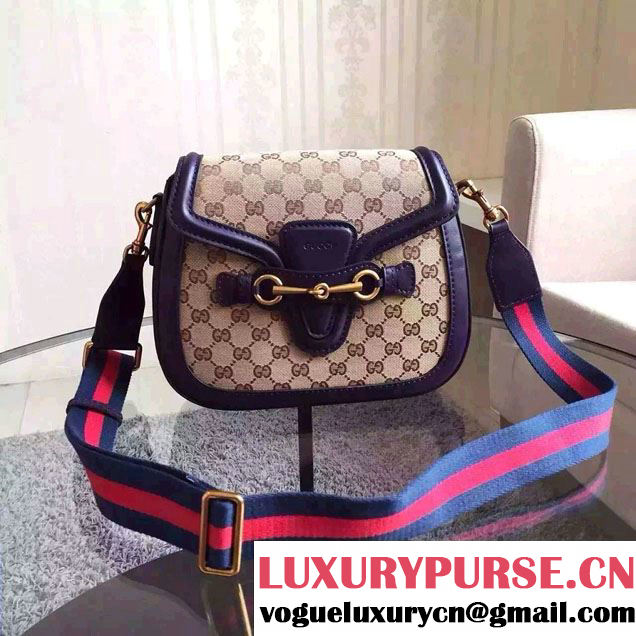 Gucci Lady Web GG Canvas Shoulder Bag 383848 Blue 2016