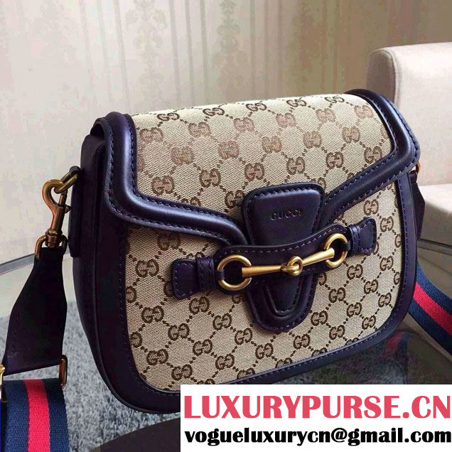 Gucci Lady Web GG Canvas Shoulder Bag 383848 Blue 2016