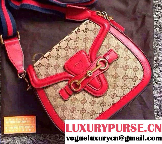 Gucci Lady Web GG Canvas Shoulder Bag 383848 Red 2016