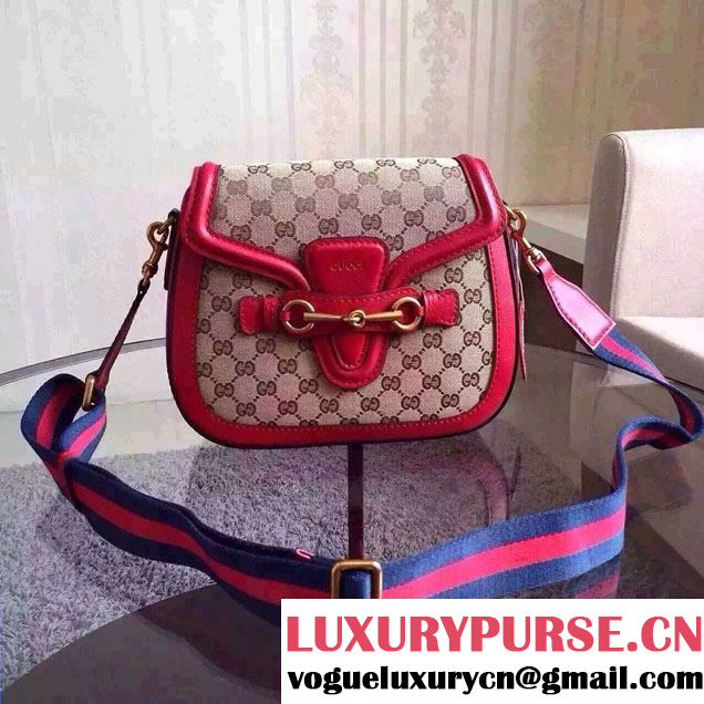 Gucci Lady Web GG Canvas Shoulder Bag 383848 Red 2016