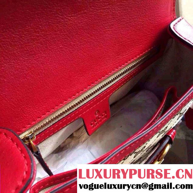 Gucci Lady Web GG Canvas Shoulder Bag 383848 Red 2016