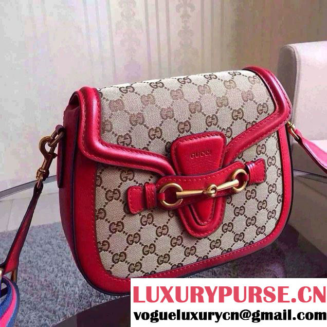 Gucci Lady Web GG Canvas Shoulder Bag 383848 Red 2016