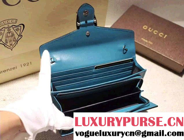 Gucci Dionysus Blooms Print Chain Shoulder Wallet 404141 Blue 2016