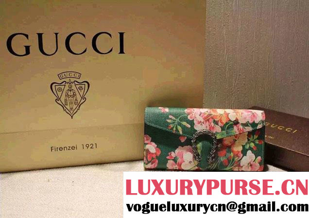 Gucci Dionysus Blooms Print Chain Shoulder Wallet 404141 Green 2016