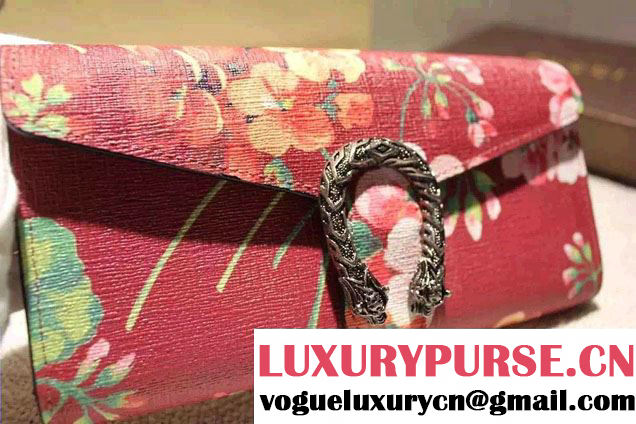 Gucci Dionysus Blooms Print Chain Shoulder Wallet 404141 Red 2016