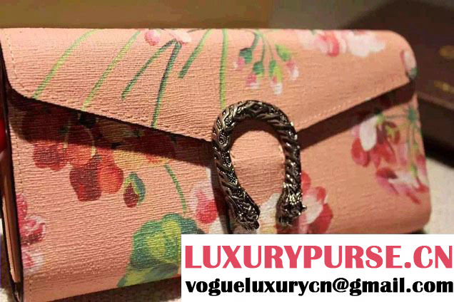 Gucci Dionysus Blooms Print Chain Shoulder Wallet 404141 Pink 2016