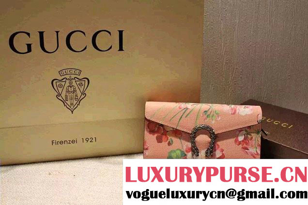 Gucci Dionysus Blooms Print Chain Shoulder Wallet 404141 Pink 2016