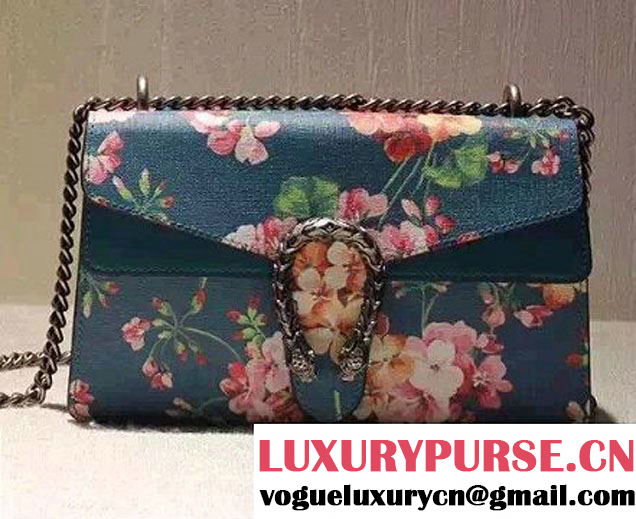 Gucci Dionysus Blooms Print Leather Shoulder Bag 400249 Blue 2016