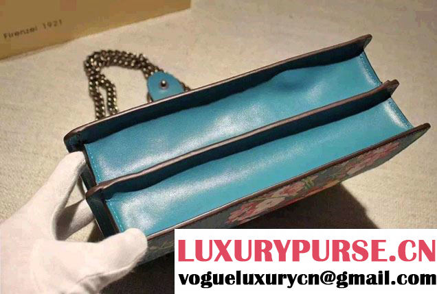 Gucci Dionysus Blooms Print Leather Shoulder Bag 400249 Blue 2016
