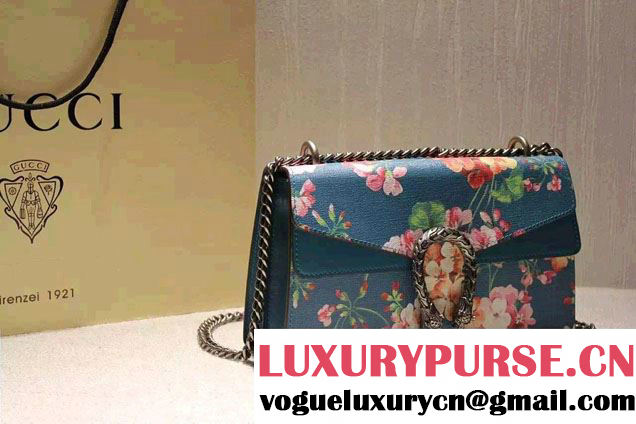Gucci Dionysus Blooms Print Leather Shoulder Bag 400249 Blue 2016