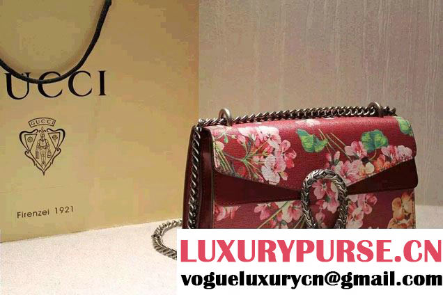 Gucci Dionysus Blooms Print Leather Shoulder Bag 400249 Red 2016