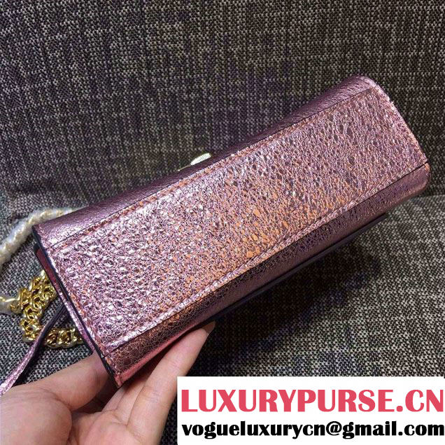 Gucci Padlock Metallic Leather Shoulder Bag 409487 Pink 2016