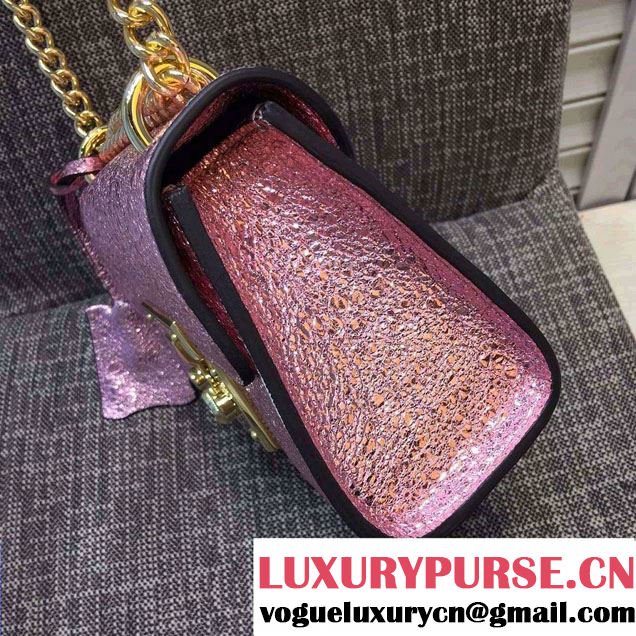 Gucci Padlock Metallic Leather Shoulder Bag 409487 Pink 2016
