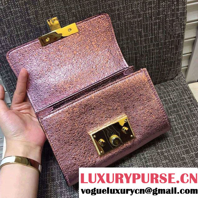 Gucci Padlock Metallic Leather Shoulder Bag 409487 Pink 2016