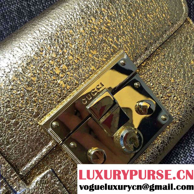 Gucci Padlock Metallic Leather Shoulder Bag 409487 Gold 2016
