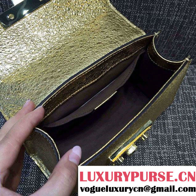 Gucci Padlock Metallic Leather Shoulder Bag 409487 Gold 2016