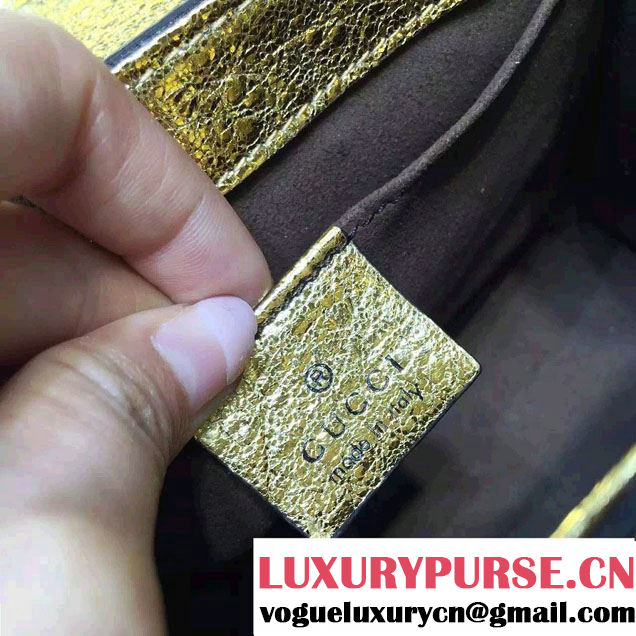 Gucci Padlock Metallic Leather Shoulder Bag 409487 Gold 2016
