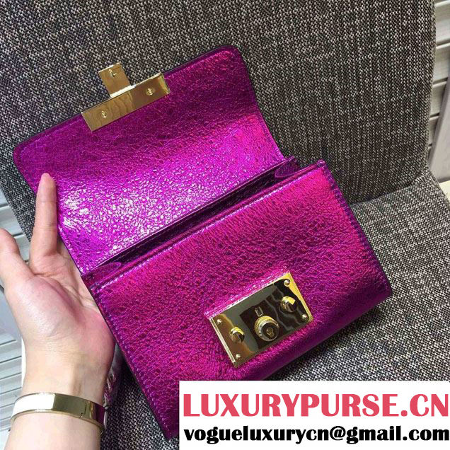 Gucci Padlock Metallic Leather Shoulder Bag 409487 Fuchsia 2016