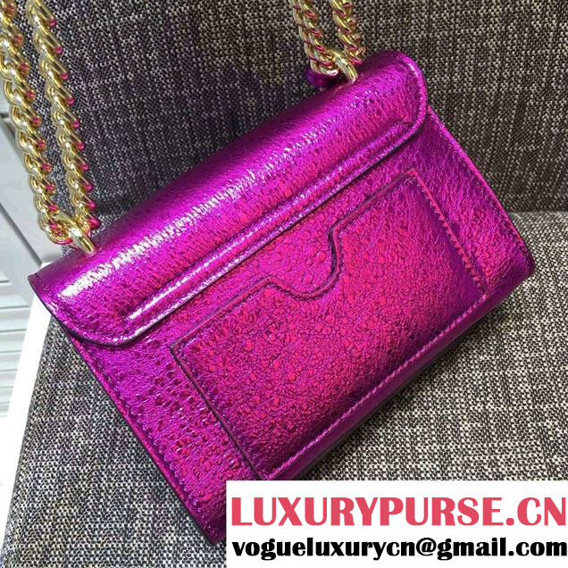 Gucci Padlock Metallic Leather Shoulder Bag 409487 Fuchsia 2016