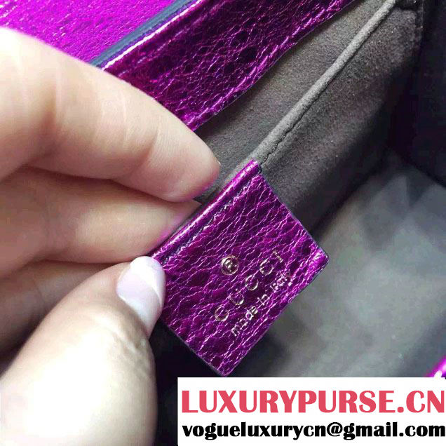 Gucci Padlock Metallic Leather Shoulder Bag 409487 Fuchsia 2016