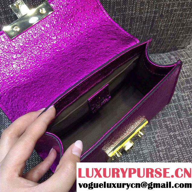 Gucci Padlock Metallic Leather Shoulder Bag 409487 Fuchsia 2016