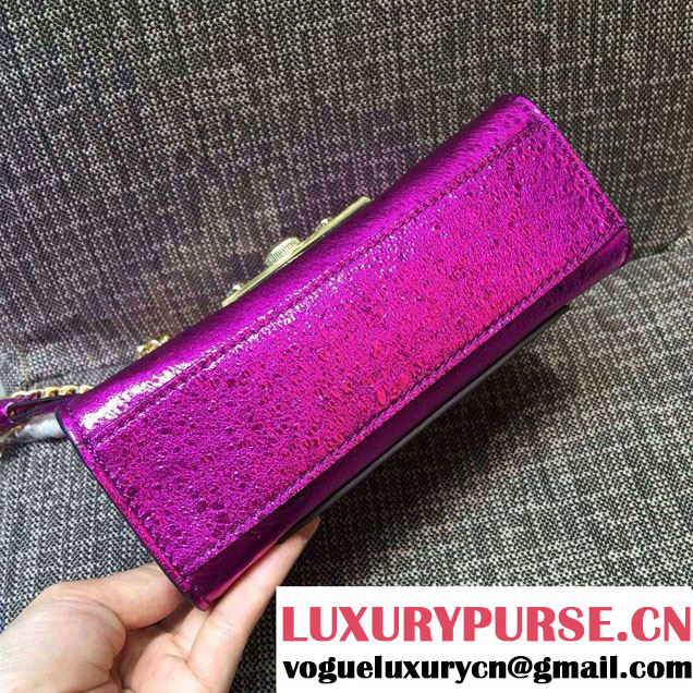 Gucci Padlock Metallic Leather Shoulder Bag 409487 Fuchsia 2016